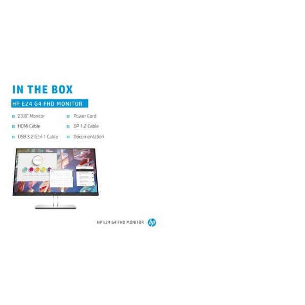 HP E-Series E24 G4 60,5 cm (23.8") 1920 x 1080 Pixels Full HD LCD Zwart, Zilver (9VF99AA)