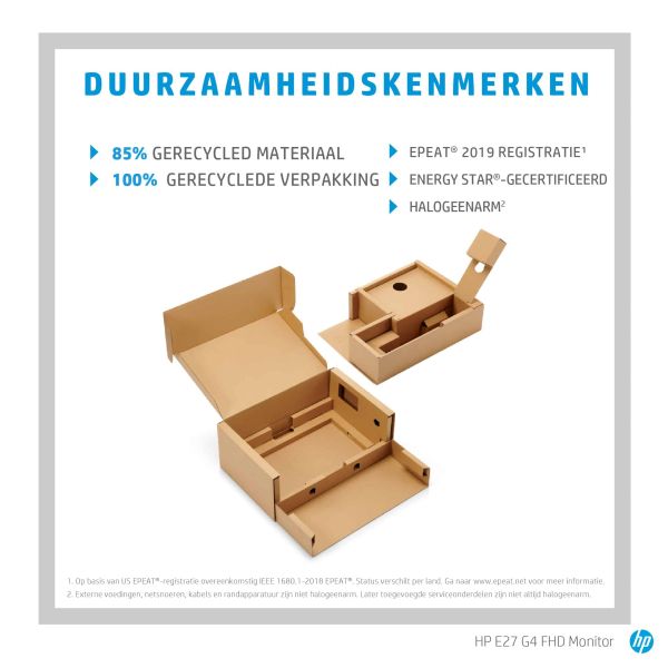 HP E-Series E27 G4 68,6 cm (27") 1920 x 1080 Pixels Full HD LED Zwart (9VG71AA#ABB)