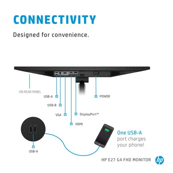 HP E-Series E27 G4 68,6 cm (27") 1920 x 1080 Pixels Full HD LED Zwart (9VG71AA#ABB)