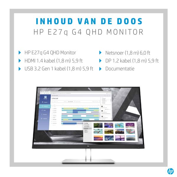 HP E-Series E27q G4 QHD 68,6 cm (27") 2560 x 1440 Pixels Quad HD Zwart (9VG82AA#ABB) HP E-Series E27q G4 QHD 68,6 cm (27") 2560 x 1440 Pixels Quad HD Zwart (9VG82AA#ABB)