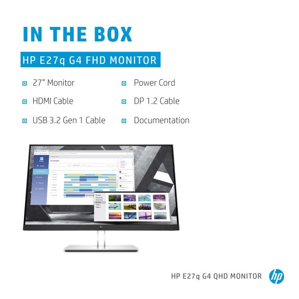 HP E-Series E27q G4 QHD 68,6 cm (27") 2560 x 1440 Pixels Quad HD Zwart (9VG82AA#ABB) HP E-Series E27q G4 QHD 68,6 cm (27") 2560 x 1440 Pixels Quad HD Zwart (9VG82AA#ABB)