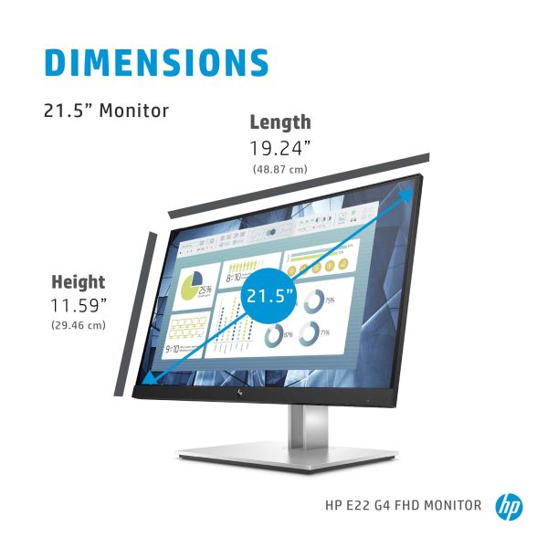 HP E-Series E22 G4 54,6 cm (21.5") 1920 x 1080 Pixels Full HD LCD Zwart, Zilver (9VH72AA)