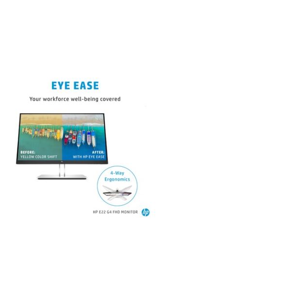 HP E-Series E22 G4 54,6 cm (21.5") 1920 x 1080 Pixels Full HD LCD Zwart, Zilver (9VH72AA)
