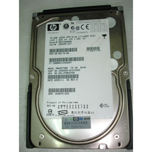 HP Harddisk 72GB 10k U320 Hot plug  **ML100** (BD07289BB8)