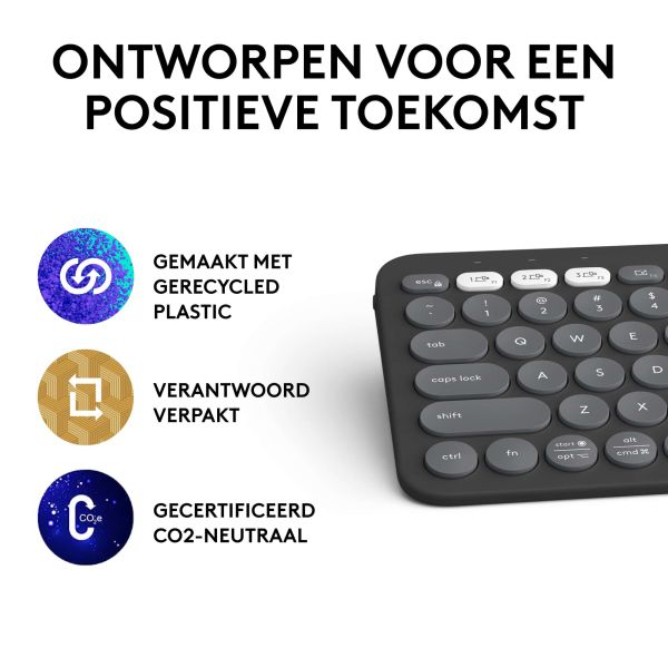 Logitech Pebble Keys 2 K380s toetsenbord RF-draadloos + Bluetooth QWERTY US International Grafiet (920-011851)
