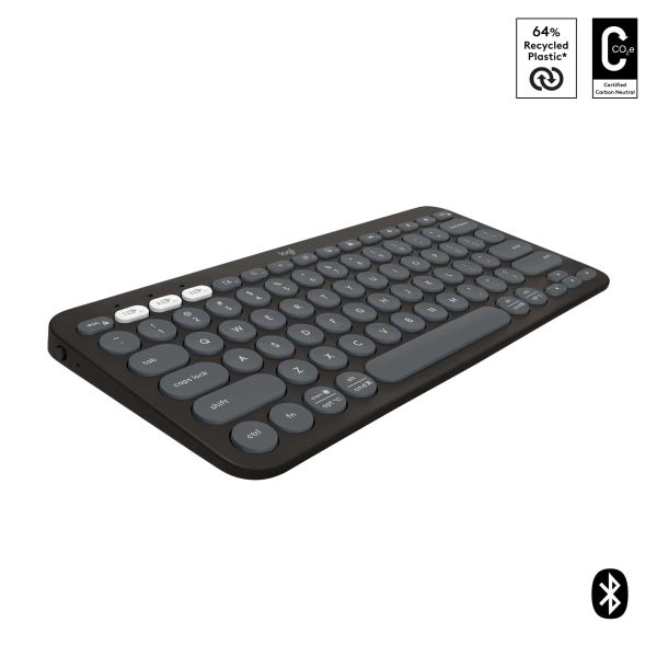 Logitech Pebble Keys 2 K380s toetsenbord RF-draadloos + Bluetooth QWERTY US International Grafiet (920-011851)