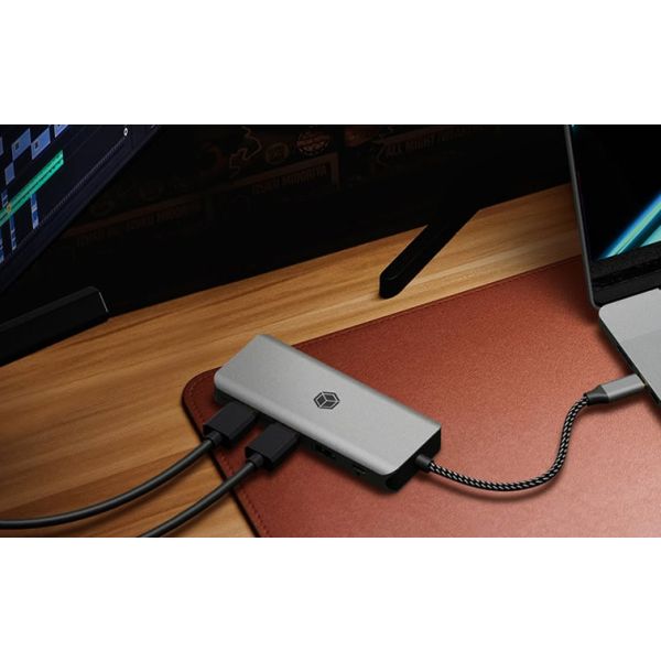 ICY BOX IB-DK4012-CPD Bedraad USB 3.2 Gen 1 (3.1 Gen 1) Type-C Antraciet, Zwart (IB-DK4012-CPD)