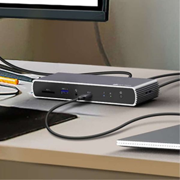 ICY BOX IB-DK4012-CPD Bedraad USB 3.2 Gen 1 (3.1 Gen 1) Type-C Antraciet, Zwart (IB-DK4012-CPD)
