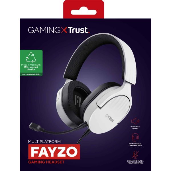 Trust GXT 489W Fayzo Gaming Headset - Multi-platform gamingheadset – Afneembare microfoon – 50 mm drivers – Zwart/Wit (25210) Trust GXT 489W Fayzo Gaming Headset - Multi-platform gamingheadset – Afneembare microfoon – 50 mm drivers – Zwart/Wit (25210)