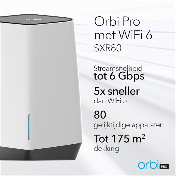 NETGEAR Orbi Pro WiFi 6 Tri-band Mesh System Router (SXR80) (SXR80-100EUS) NETGEAR Orbi Pro WiFi 6 Tri-band Mesh System Router (SXR80) (SXR80-100EUS)