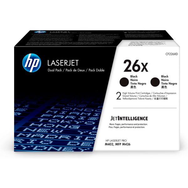 HP 26X originele high-capacity zwarte LaserJet tonercartridges, 2-pack (CF226XD) HP 26X originele high-capacity zwarte LaserJet tonercartridges, 2-pack (CF226XD)