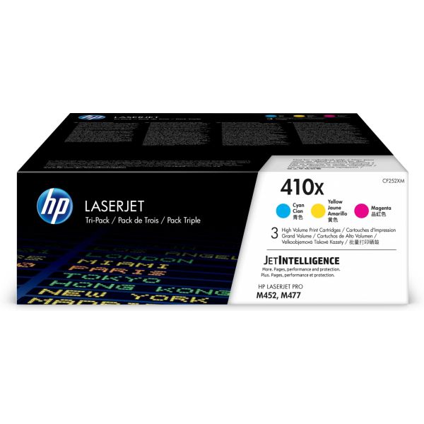 HP 410X originele high-capacity cyaan/magenta/gele LaserJet tonercartridges, 3-pack (CF252XM)