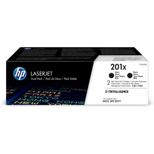 HP 201X originele high-capacity zwarte LaserJet tonercartridges, 2-pack (CF400XD) HP 201X originele high-capacity zwarte LaserJet tonercartridges, 2-pack (CF400XD)