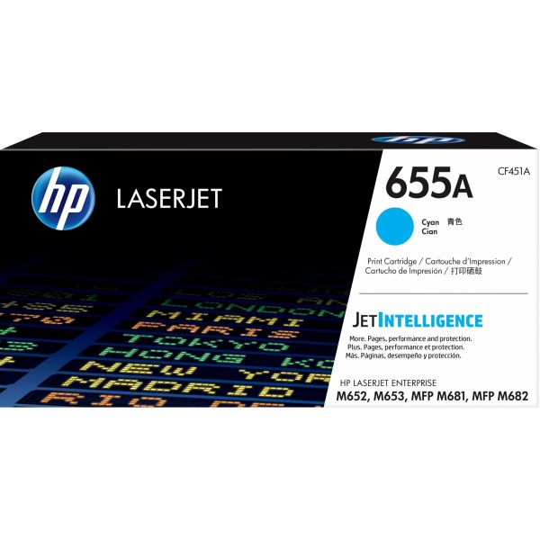 HP Originele 655A cyaan LaserJet tonercartridge (CF451A) HP Originele 655A cyaan LaserJet tonercartridge (CF451A)