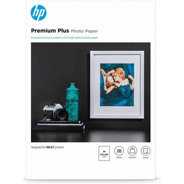HP Premium Plus glanzend fotopapier, 20 vel, A4/210 x 297 mm (CR672A) HP Premium Plus glanzend fotopapier, 20 vel, A4/210 x 297 mm (CR672A)