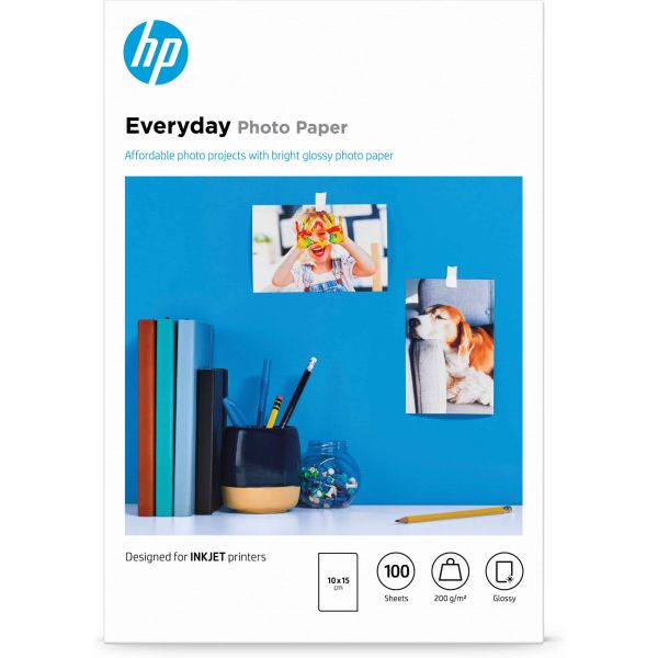 HP Everyday glanzend fotopapier, 100 vel, 10 x 15 cm (CR757A) HP Everyday glanzend fotopapier, 100 vel, 10 x 15 cm (CR757A)