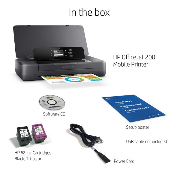 HP Officejet 200 mobiele printer, Print, Afdrukken via USB-poort aan de voorzijde (CZ993A#BHC)