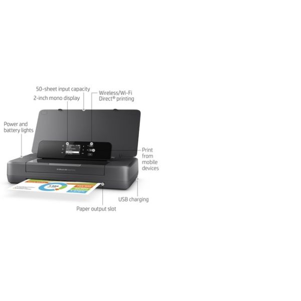 HP Officejet 200 mobiele printer, Print, Afdrukken via USB-poort aan de voorzijde (CZ993A#BHC)