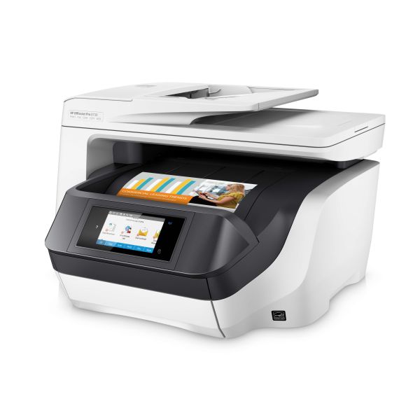 HP OfficeJet Pro 8730 All-in-One printer, Kleur, Printer voor Home, Printen, kopiëren, scannen, faxen, Invoer voor 50 vel; Printen via USB-poort aan voorzijde; Scans naar e-mail/pdf; Dubbelzijdig printen (D9L20A)