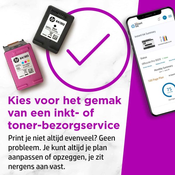 HP OfficeJet Pro 8730 All-in-One printer, Printen, kopiëren, scannen, faxen, Invoer voor 50 vel; Printen via USB-poort aan voorzijde; Scans naar e-mail/pdf; Dubbelzijdig printen (D9L20A#A80)
