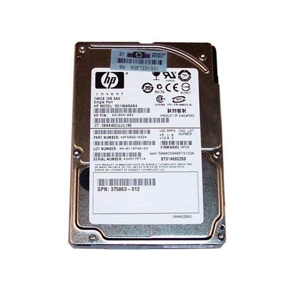 HP 146GB SAS 10K 2.5'' Hot Plug Hard Drive (DG146ABAB4)