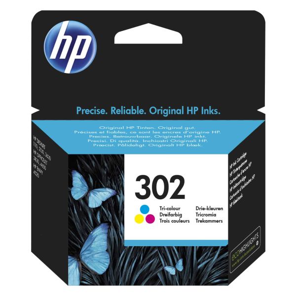 HP 302 originele drie-kleuren inktcartridge (F6U65AE)