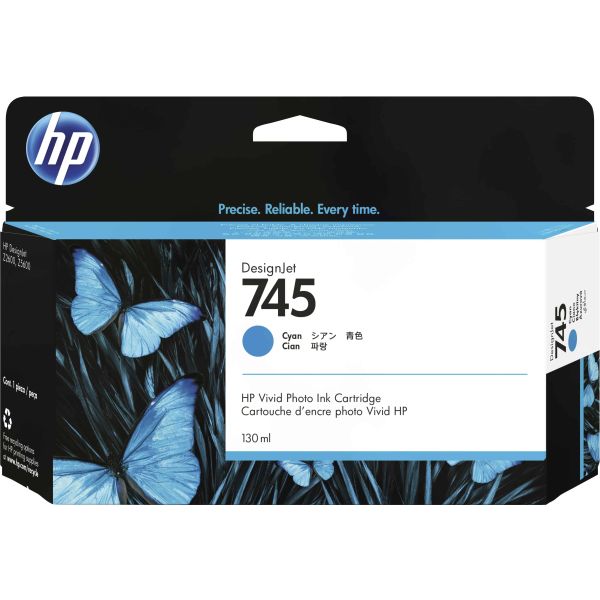 HP 745 cyaan DesignJet inktcartridge, 130 ml (F9J97A) HP 745 cyaan DesignJet inktcartridge, 130 ml (F9J97A)