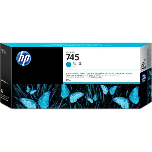 HP 745 cyaan DesignJet inktcartridge, 300 ml (F9K03A) HP 745 cyaan DesignJet inktcartridge, 300 ml (F9K03A)