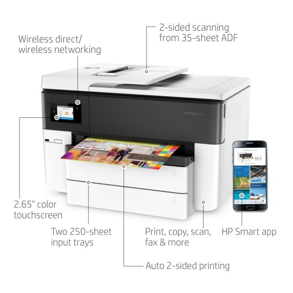 HP OfficeJet Pro 7740 breedformaat All-in-One printer, Printen, kopiëren, scannen, faxen, Invoer voor 35 vel; Scan naar e-mail (G5J38A#A80)