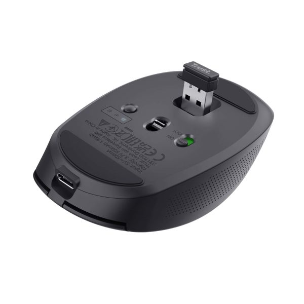 Trust Ozaa Compact Draadloze Muis - Multi-device muis – Stille knoppen – RF+Bluetooth – Zwart (24819)