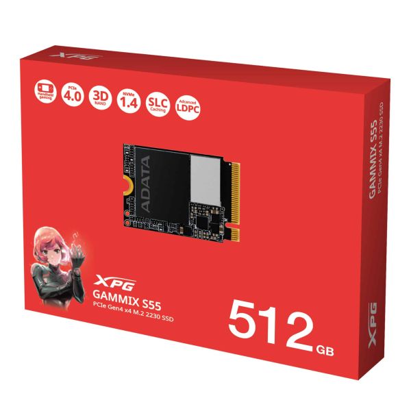 ADATA SGAMMIXS55-512G-C internal solid state drive 512 GB M.2 PCI Express 4.0 NVMe 3D NAND (SGAMMIXS55-512G-C)