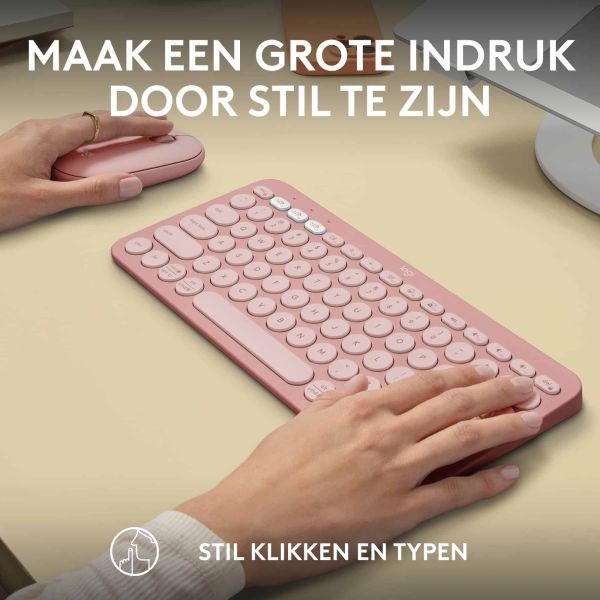 Logitech Pebble 2 Combo toetsenbord Inclusief muis RF-draadloos + Bluetooth QWERTY US International Roze (920-012241)
