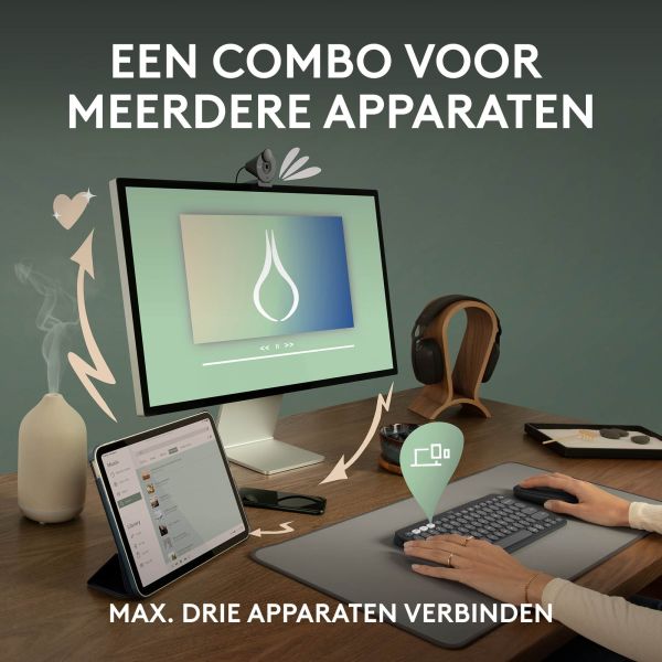 Logitech Pebble 2 Combo toetsenbord Inclusief muis RF-draadloos + Bluetooth QWERTY US International Roze (920-012241)