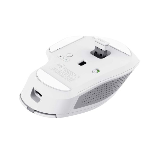 Trust Ozaa+ Draadloze Muis - Multi-device muis – USB en Bluetooth verbinding – 3200 DPI – Wit (24935)