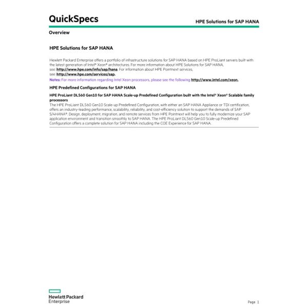 HPE ProLiant DL380 Gen10 Plus for SAP HANA Compute Block (R8D85A)
