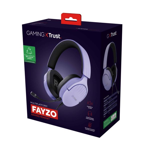 Trust GXT 489P FAYZO Headset Bedraad Hoofdband Gamen Zwart, Paars (25301)