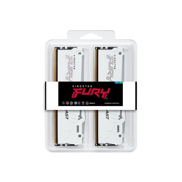 KINGSTON 32GB 6000MT/s DDR5 CL30 DIMM Kit of 2 FURY Beast White RGB EXPO (KF560C30BWEAK2-32)