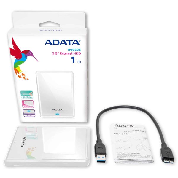 ADATA AHV620S-1TU3-CWH externe harde schijf 1 TB 2.5" Micro-USB B 3.2 Gen 1 (3.1 Gen 1) Wit (AHV620S-1TU31-CWH)