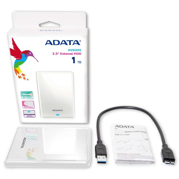 ADATA AHV620S-1TU3-CWH externe harde schijf 1 TB 2.5" Micro-USB B 3.2 Gen 1 (3.1 Gen 1) Wit (AHV620S-1TU31-CWH)