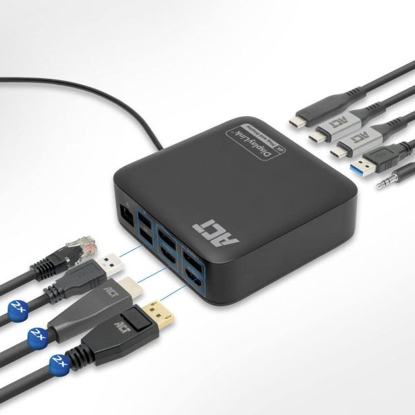 ACT Universeel USB-C Dockingstation 4K, voor 2 HDMI/DisplayPort monitoren, DisplayLink, compact model (AC7150)
