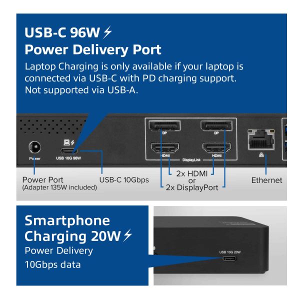 ACT USB-C Docking Station 4K, voor 2 HDMI of DisplayPort monitoren, DisplayLink (AC7160)