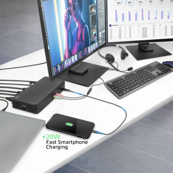 ACT USB-C Docking Station 4K, voor 2 HDMI of DisplayPort monitoren, DisplayLink (AC7160)