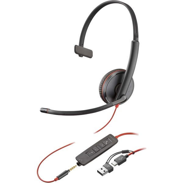 POLY Blackwire 3215 Monaural USB-C Headset + 3,5 mm plug + USB-C/A adapter (8X227AA) POLY Blackwire 3215 Monaural USB-C Headset + 3,5 mm plug + USB-C/A adapter (8X227AA)