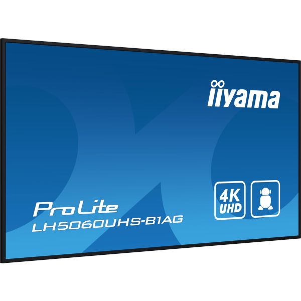 iiyama LH5060UHS-B1AG beeldkrant Digitaal A-kaart 125,7 cm (49.5") LED Wifi 500 cd/m² 4K Ultra HD Zwart Type processor Android 11 24/7 (LH5060UHS-B1AG)