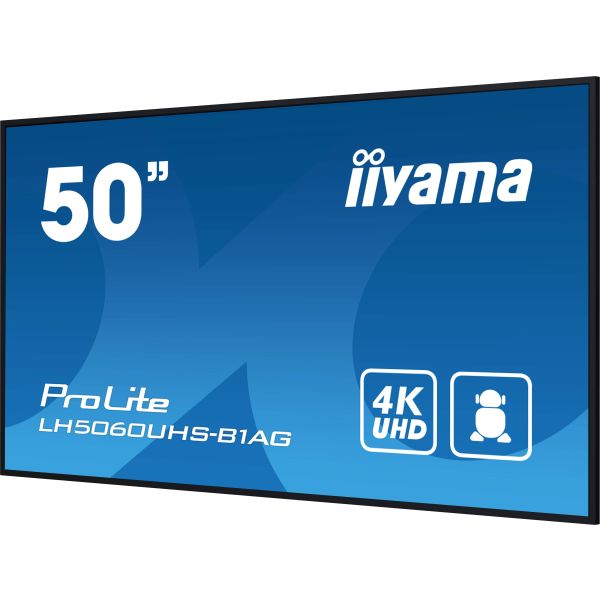 iiyama LH5060UHS-B1AG beeldkrant Digitaal A-kaart 125,7 cm (49.5") LED Wifi 500 cd/m² 4K Ultra HD Zwart Type processor Android 11 24/7 (LH5060UHS-B1AG)