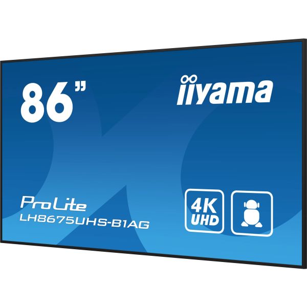 iiyama ProLite Digitale signage flatscreen 2,17 m (85.6") LCD Wifi 500 cd/m² 4K Ultra HD Zwart Type processor Android 11 24/7 (LH8675UHS-B1AG)
