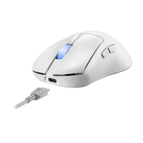 ASUS ROG Keris II Ace Wireless AimPoint White muis Gamen Rechtshandig RF Wireless + Bluetooth + USB Type-A Optisch 42000 DPI (90MP03N0-BMUA10)