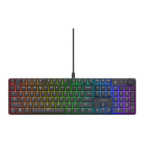 Trust GXT 866 Torix Gaming Toetsenbord - Mechanisch toetsenbord – QWERTY US International – RGB-verlichting – Zwart (24910)