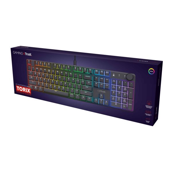 Trust GXT 866 Torix Gaming Toetsenbord - Mechanisch toetsenbord – QWERTY US International – RGB-verlichting – Zwart (24910)