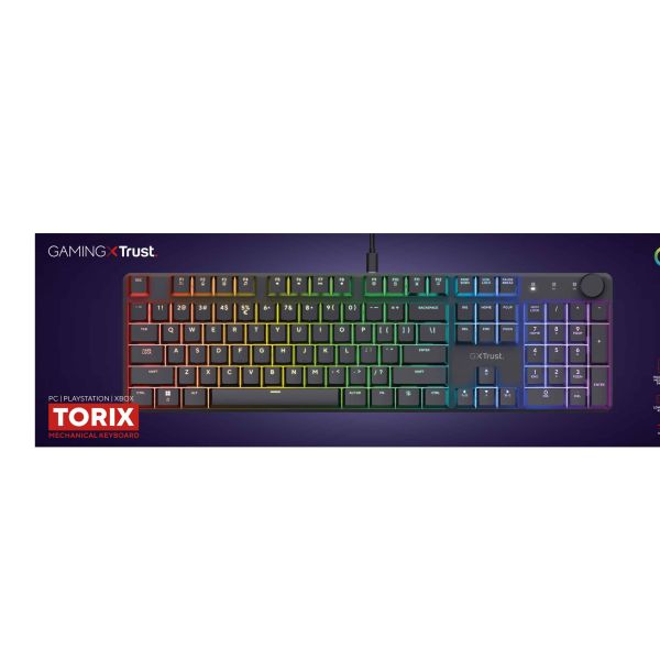 Trust GXT 866 Torix Gaming Toetsenbord - Mechanisch toetsenbord – QWERTY US International – RGB-verlichting – Zwart (24910)